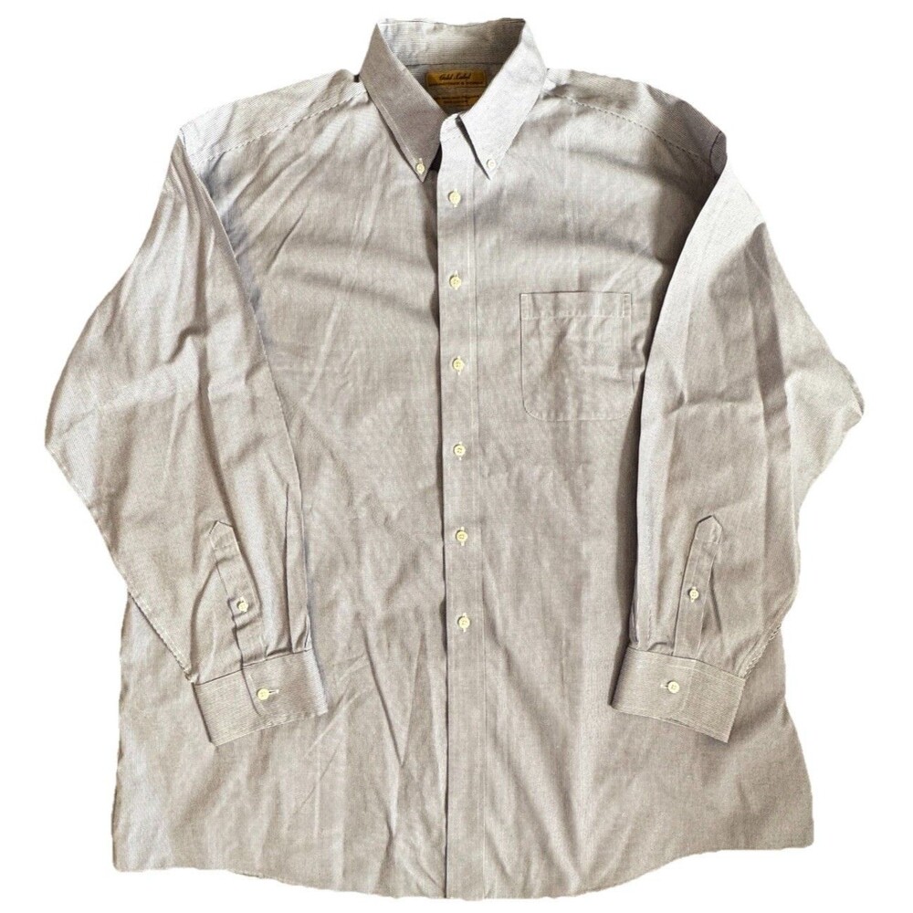 Roundtree & Yorke Gold Label Dress Shirt Mens 18/35 BIG 80’s Non Iron Pinpoint